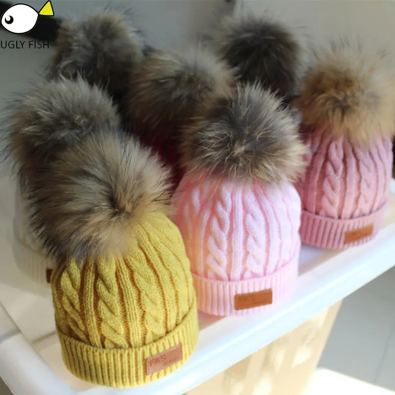 

skullies beanies for kids fur ball cap winter hats children kids boys girls pompom skullies beanies for kids pompom hat
