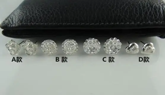 

free shipping 1 pair S999 silver earring for women 999 pure silver lotus water lily earring