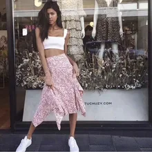 Женские с необычным цветочным принтом юбка Летний Уличная мода Высокая талия Стандартная юбка праздник длинная юбка