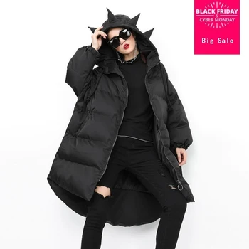 

Winter oversize down cotton jacket fashion hooded coat long sleeve parkas cotton-padded thicken warm coat outwear F562
