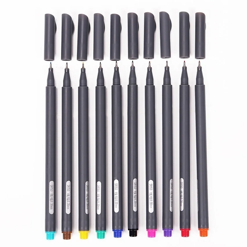 10 шт./лот Набор цветных ручек 0,38 мм ручка-лайнер для рисования пористые маркеры идеально подходит для цветной ing книги офисные школьные принадлежности