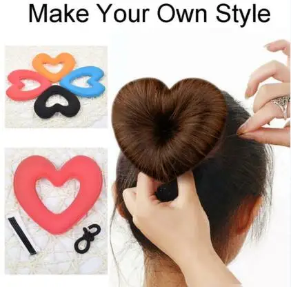 

1 PC Sportgan Lackingone Magic Hair Updo Heart Shape Tiaras Hair Styling Tool Women Sponge Head Meatball Hair Bun Maker Donut