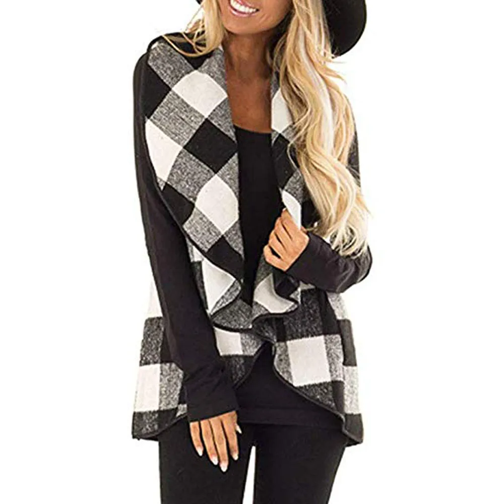 Womens Vest Plaid Sleeveless Lapel Open Front Cardigan Sherpa Jacket Pockets Waistcoat Women Fall Casual long vest long coat