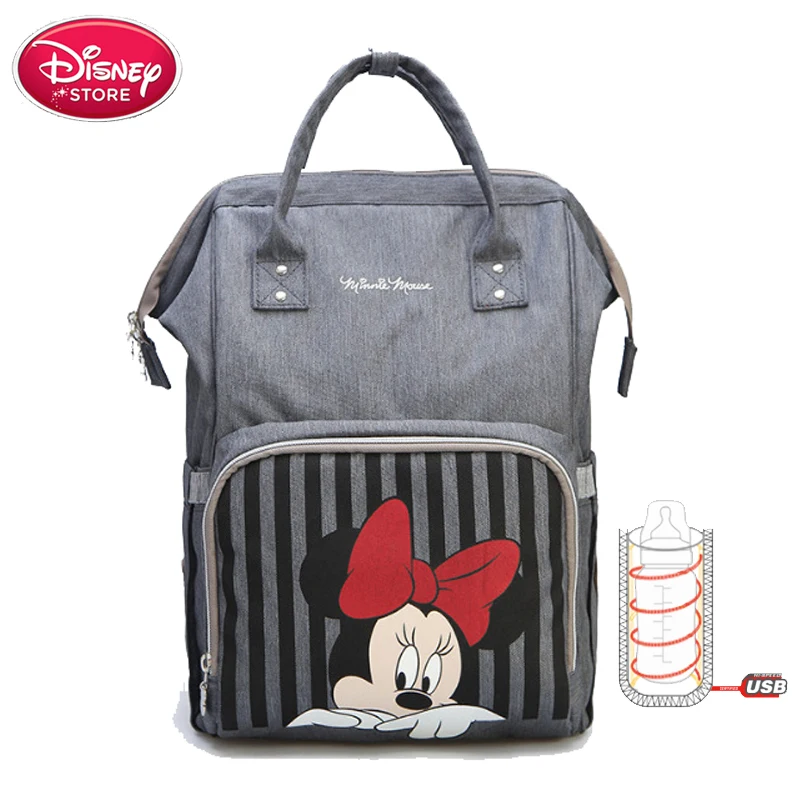 Disney мягкий подгузник сумки с USB бутылка изоляции подгузник сумка для ухода за ребенком Минни Микки Маус сумки путешествия рюкзак disney