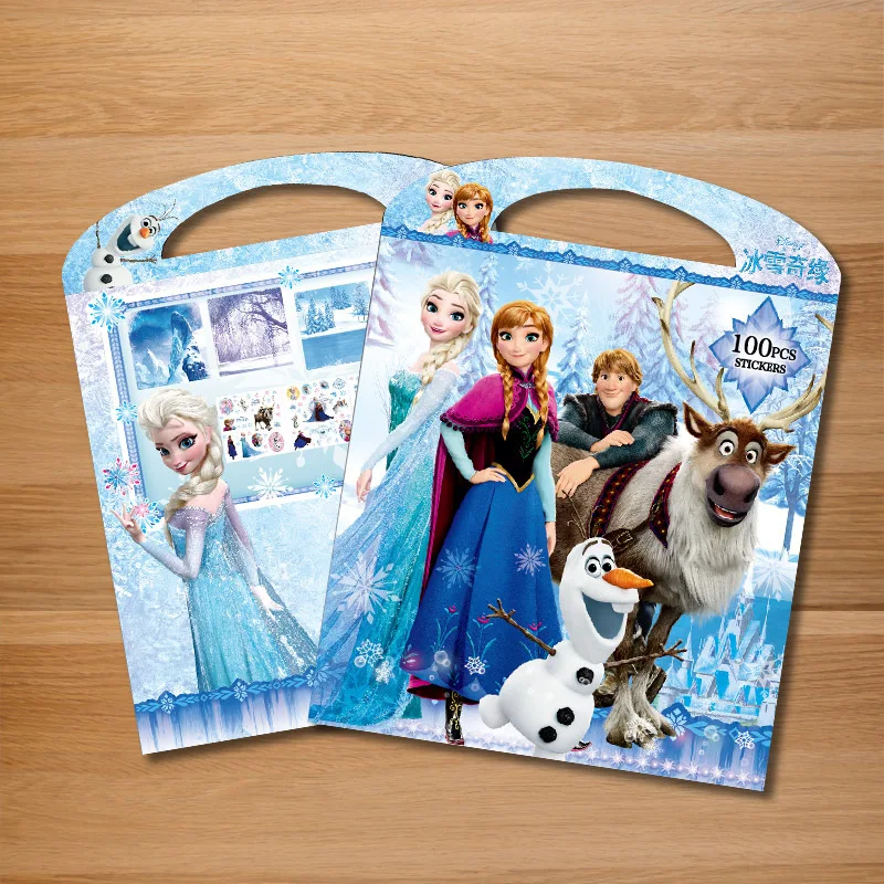 Disney Anna and Elsa Cartoon Sticker books Frozen Mickey Mouse Minnie Princess Bubble Stickers book Paste Toys