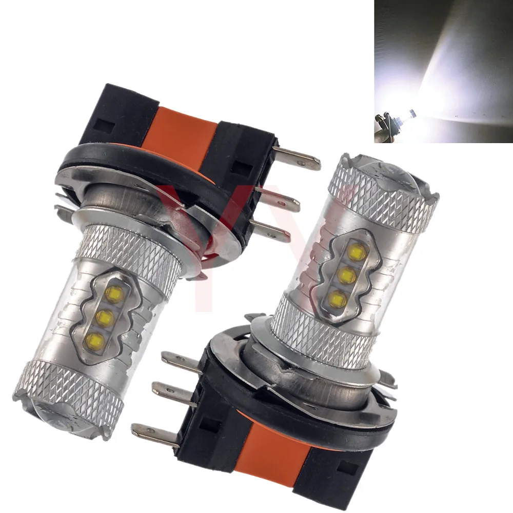 

2pcs H15 80W 3535 LED Bulbs For Audi BMW Benz VW Daytime Lights Xenon White