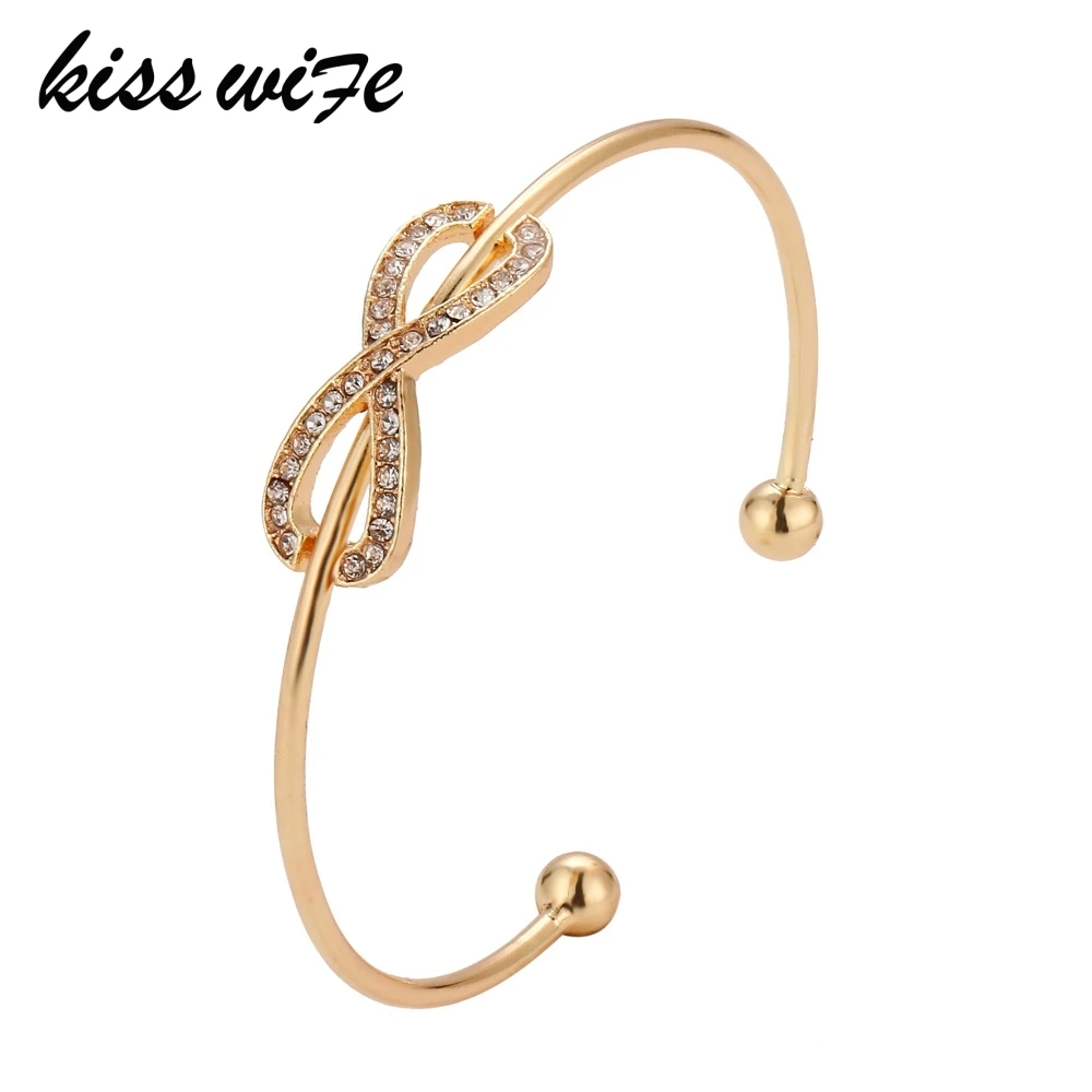 

KISSWIFE A Direct Sale Personality Simple Bracelet 8 Word Open Adjustable Alloy Bracelet For Women Fashion Bracelet Gift