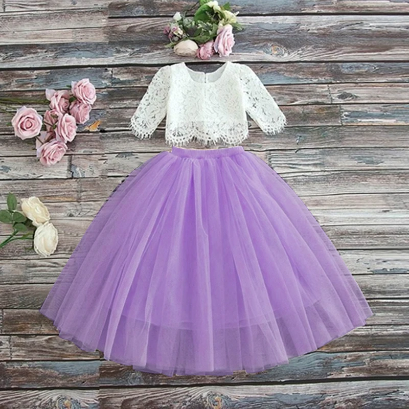 Summer Lace Girls Dress Children Clothing Sets Toddler Elegant