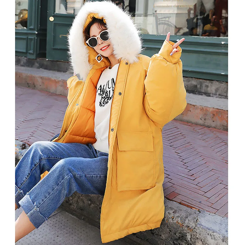 

Winter jacket women large size thick warm down jacket women's long hooded big fur collar parka coat women jassen dames winter