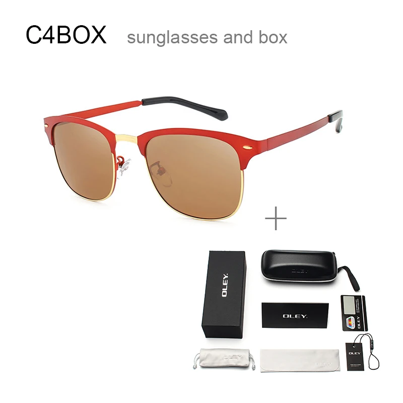 OLEY классические круглые поляризационные солнцезащитные очки для женщин, полароидные линзы, модные очки для вождения, для активного отдыха, очки, защищающие от УФ-излучения - Цвет линз: YA491 C4BOX