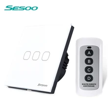 EU/UK Standard SESOO Remote Control Switch,3 Gang 1 Way RF433 Smart Home wifi switch,AC110V~250V light switch+LED Indicator