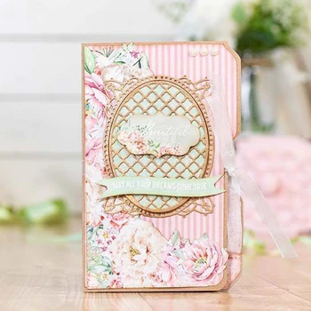 

Oval Mirror Hollowed Grids Metal Cutting Dies for DIY Craft Making Card Scrapbooking Decorative Embossing Stencils