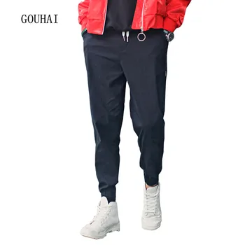 

2019 Autumn Winter Mens Pants Casual Solid Jogger Slim Fit Fashion Harem Pants Men Trousers Black Blue M-XXXL sweatpants men