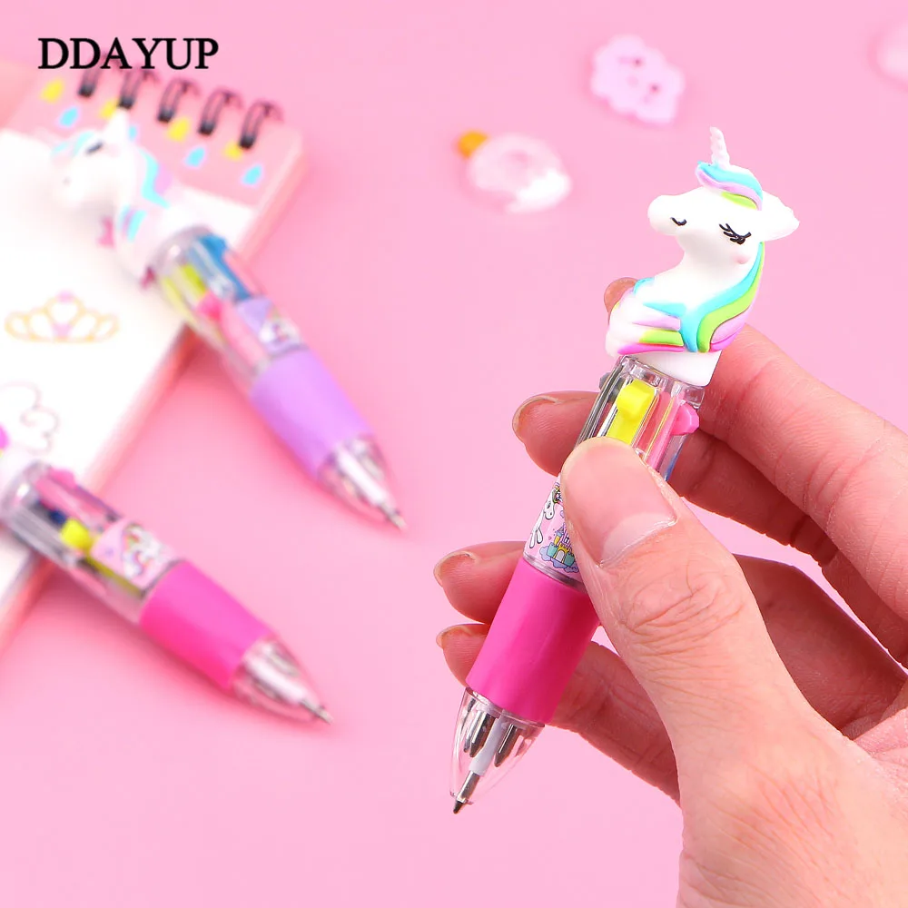 2Pcs/lot Mini Unicorn Cartoon Silicone 4 Colors Chunky Ballpoint Pen School Office Supply Gift Stationery Papelaria Escolar