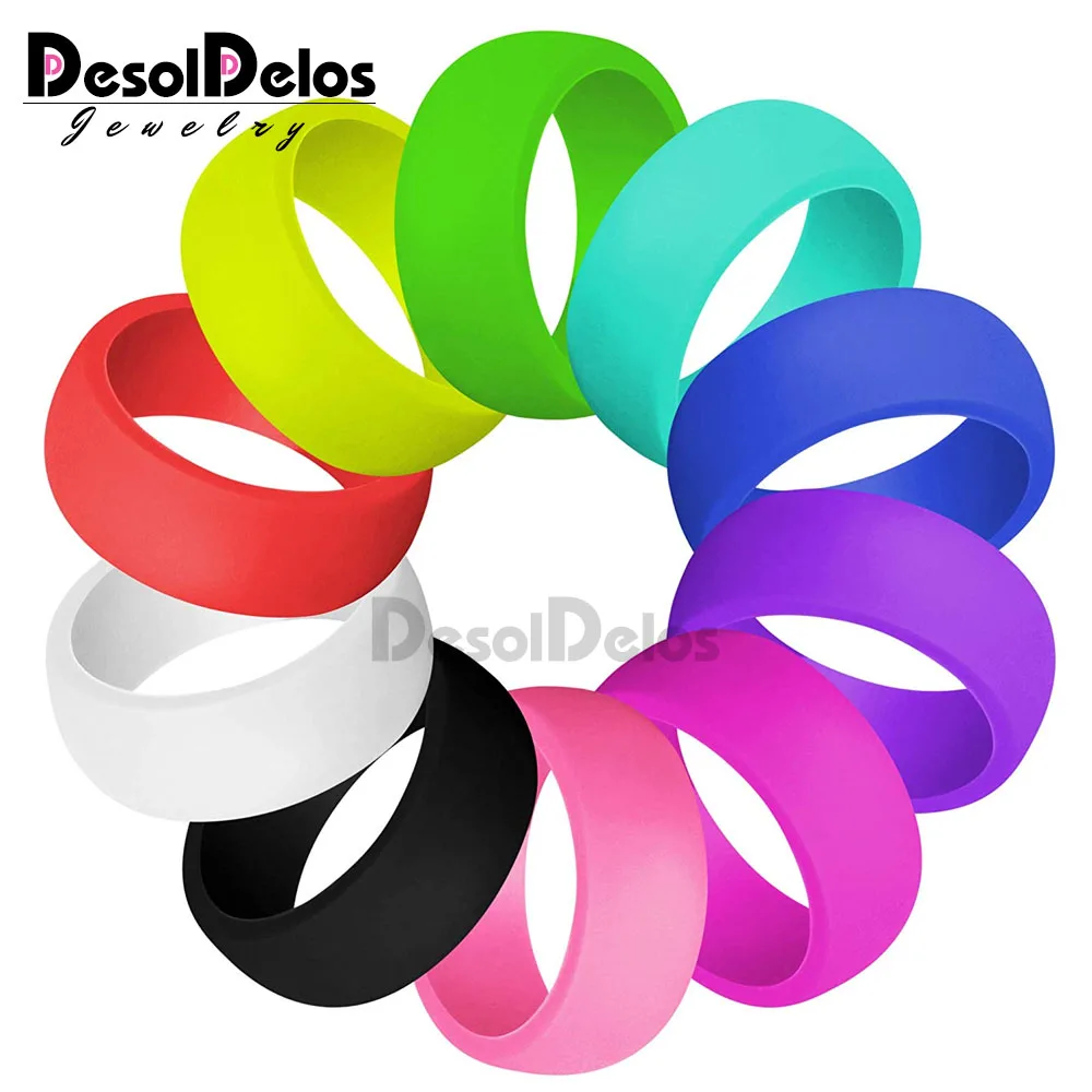 

DD 10pcs/set 11 Style Silicone Ring Hypoallergenic Crossfit Flexible Sports Rubber Finger Ring For Men Women Wedding Rings
