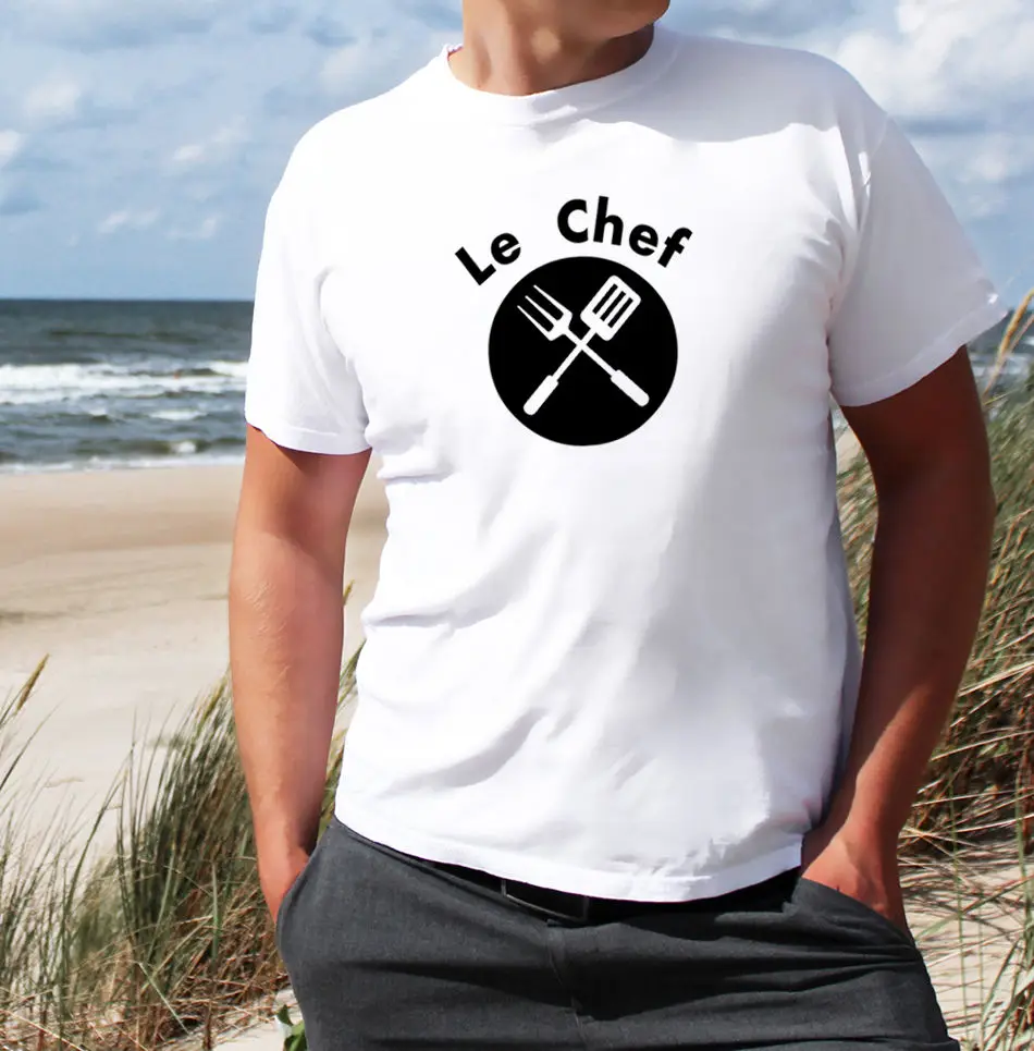 Забавная летняя футболка LE CHEF MEN'S блоггера TUMBLR для отцов приготовления пищи DAY