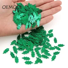 Confeti de hojas verdes de Navidad para árbol de Navidad, decoración de fiesta en casa, suministros de álbum de recortes, bricolaje, 8x16mm