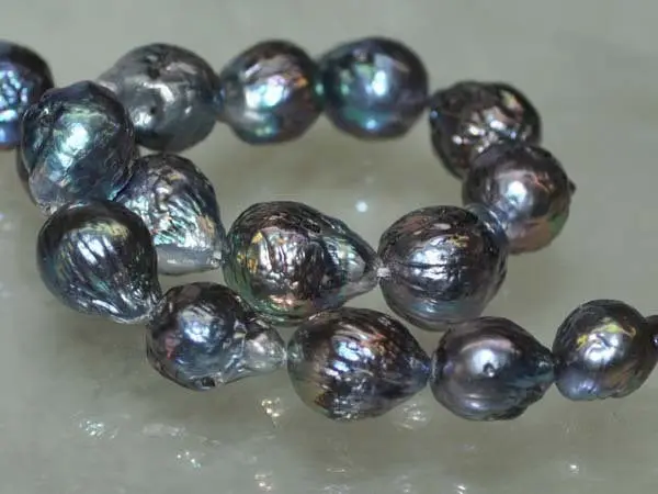 

HUGE 18"15X13MM NATURAL SOUTH SEA GENUINE BLACK GRAY NUCLEAR PEARL NECKLACE 925silver