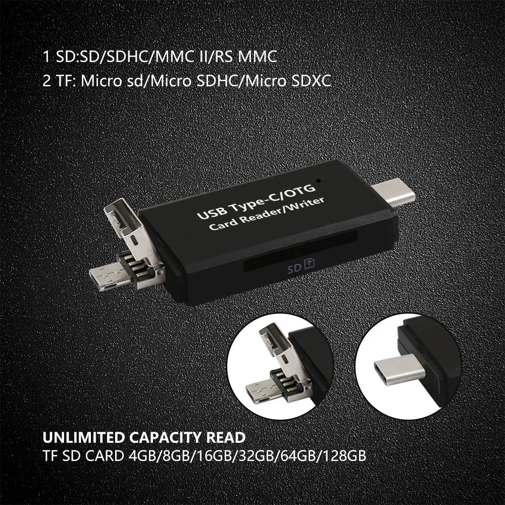 Модный кардридер USB 2,0 SD/Micro SD TF OTG Смарт-карта памяти адаптер для ноутбука USB 2,0 Тип C кардридер SD кардридер