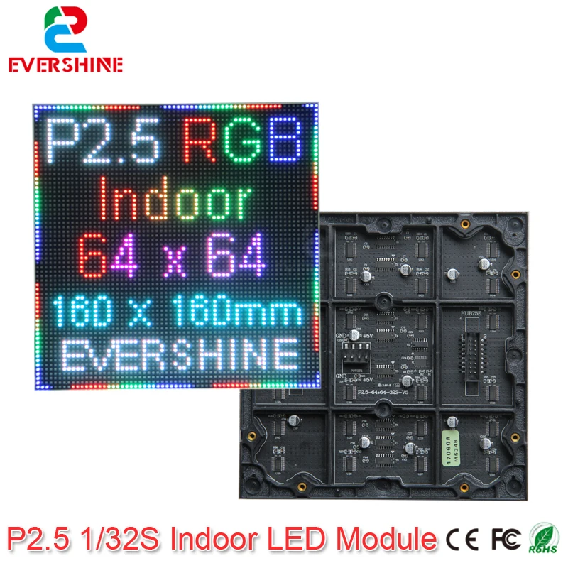 Evercollectvision 64x64 P2.5 Крытый smd2121 1/32 сканирования полный цвет панель светодиодного модуля дисплей 160x160 мм цветная(rgb) светодиодная матрица настенный экран