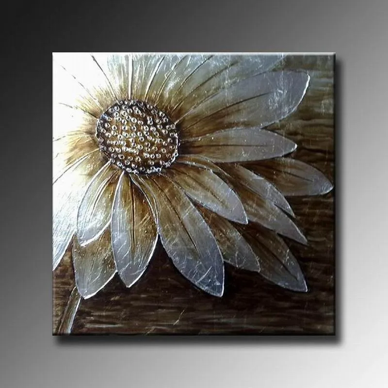 

Abstract painting on canvas,silver flower oil paintings, modern flower art for home decoration on wall