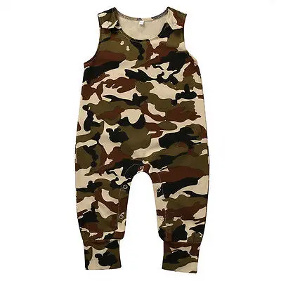 

Helen115 Cool Newborn Baby Boy Girl Sleeveless O neck Camouflage Cotton Casual Bodysuit 0-24M