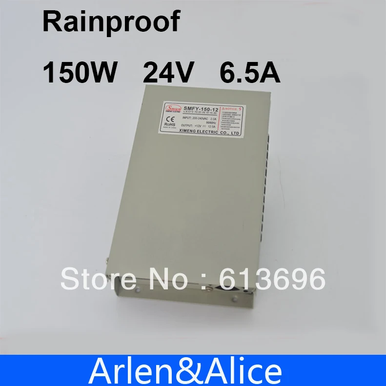 

150W 24V 6.5A Rainproof outdoor Single Output Switching power supply smps AC TO DC for LED