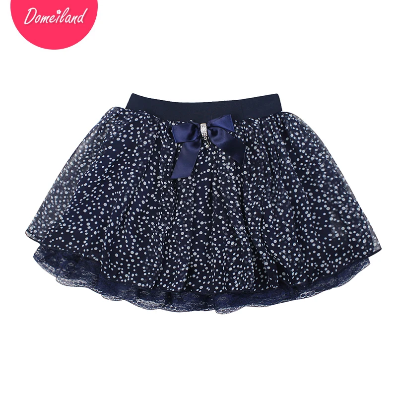 2017 Fashion spring brand domeiland Kids Clothing Girls Tutu lace Dot Skirts Chiffon Bow Children party