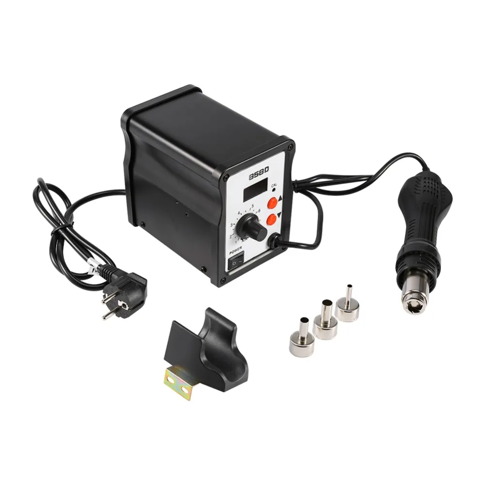 

858D 700W 220V LED SMD Soldering Heat Gun Desoldering Station Hot Air Rework Gun Tool with 3 Nozzles Heat Gun Blow Dryer