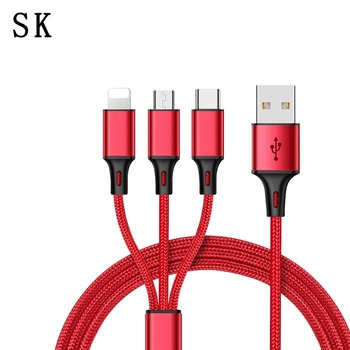 

Usb Cable 3 in1 Multiple Charging Micro Type C Cabl for Plus samsung xiaomi 3 in 1 Mobile Phone USB Cables For iPhone 8 6 7 5S