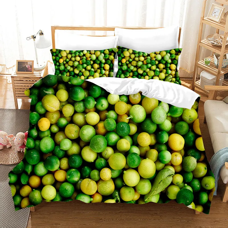Summer fruit 3D bedding set duvet cover realistic bedding set pillowcase bed home textiles