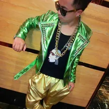 Ds дизайн Мужская сценическая комбинация exo Металл мятный зеленый мотоцикл Локомотив кожаная одежда костюмы, можно настроить