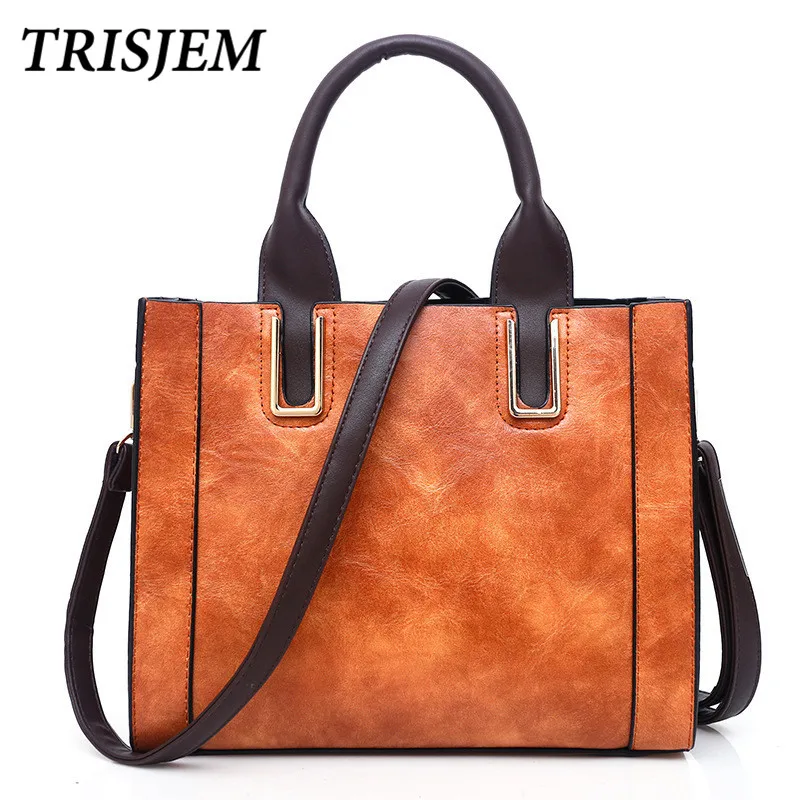 

European Luxury Oil wax Leather Tote Handbags Women Designer sac a main High Quality Shopping Fashion Shoulder Crossbody Bag