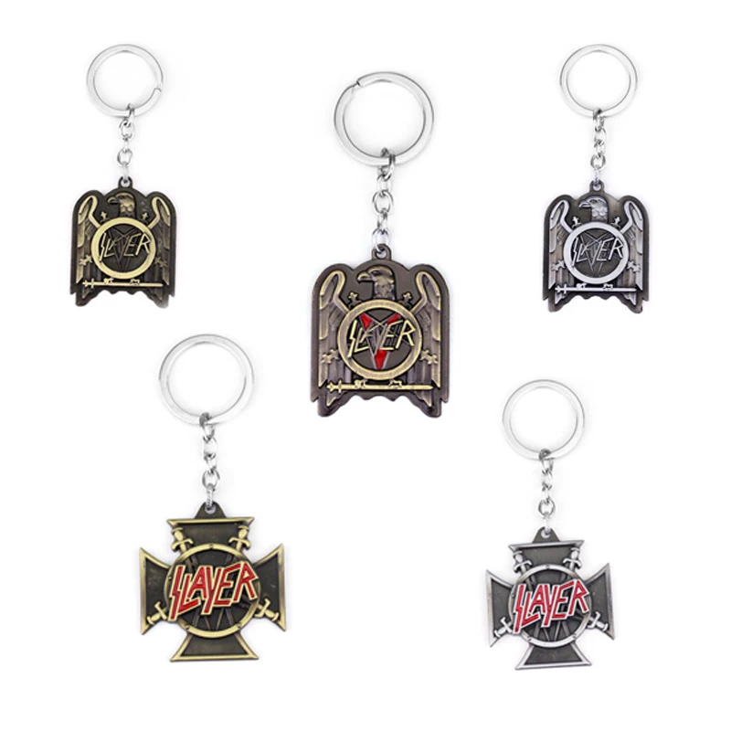 

Classic Music Band Slayer Symbol Keychain Jewelry SLAYER Logo Killer Thrash Metal Rock Band Creative Key Chain Ring Gift Man