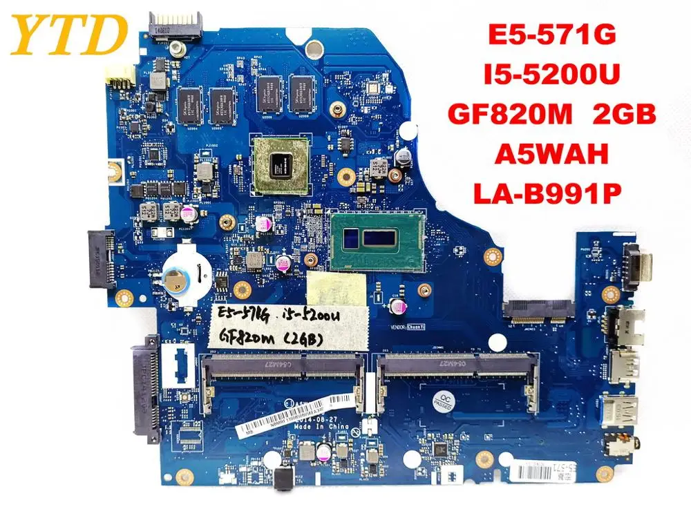 remarkable  Original for ACER E5-571G laptop motherboard E5-571G I5-5200U GF820M 2GB A5WAH LA-B991P tested good