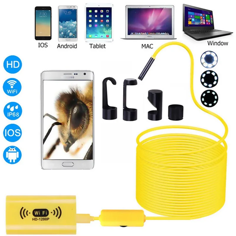 VicTsing 1m WiFi Endoscope Camera Wifi Soft Cable IP68 Waterproof 8 LED Inspection Camera 16001200 HD Camera for iPhone Android (6)