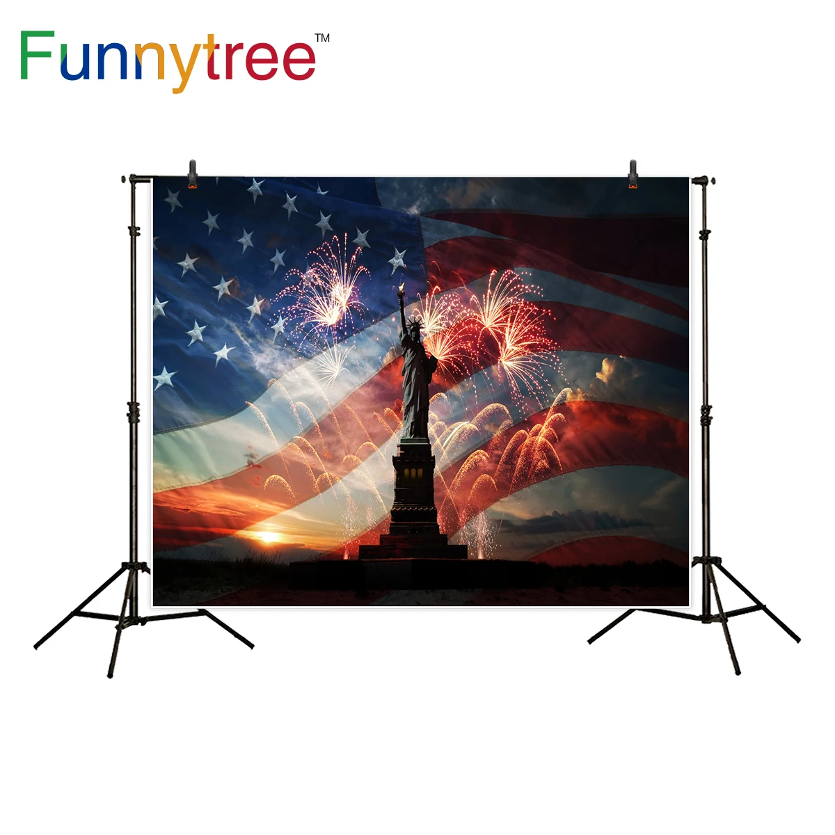 Фон Funnytree для фотосъемки с изображением американского Дня независимости статуи