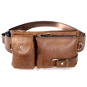

Genuine Leather Men Waist Bag Casual Hip Belt Fanny Pack Male Small Travel Waist Packs Real Cowhide Man Bag Leather Phone Pouch