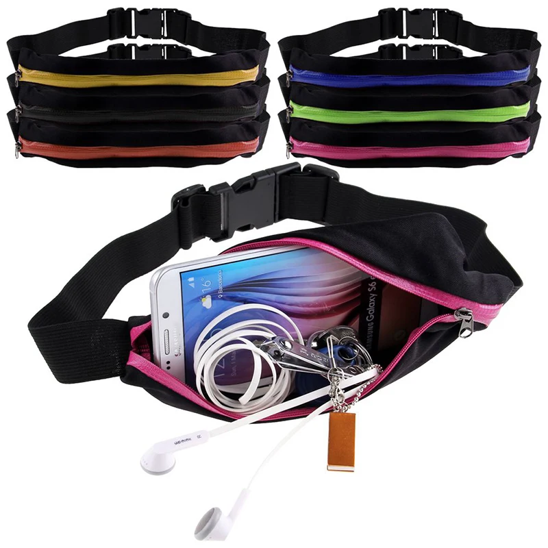 Mayitr Unisex Single Double Sports Waist Bum Bag Fitness Running Belt Pouch Travel Waist Pocket Jogging Sports Adjustable Strap