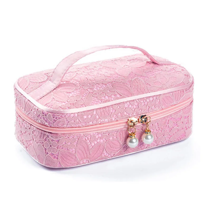 Women's Lace Cosmetic Bag Case Vanity Beauty Makeup Pouch Beautician Travel Organizer Necessaire