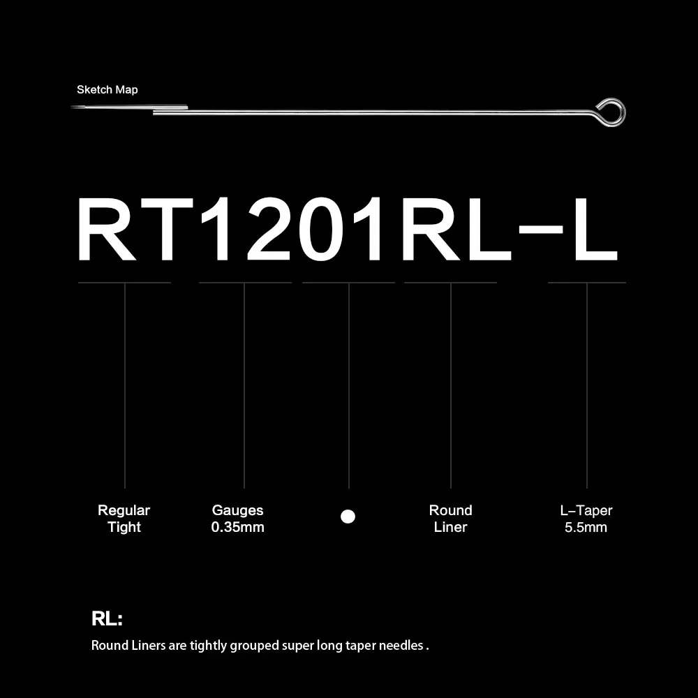 Solong Иглы для татуировки 50 шт одноразовые из нержавеющей стали для лайнера татуировки Поставки TN03-RL - Габаритные размеры: S
