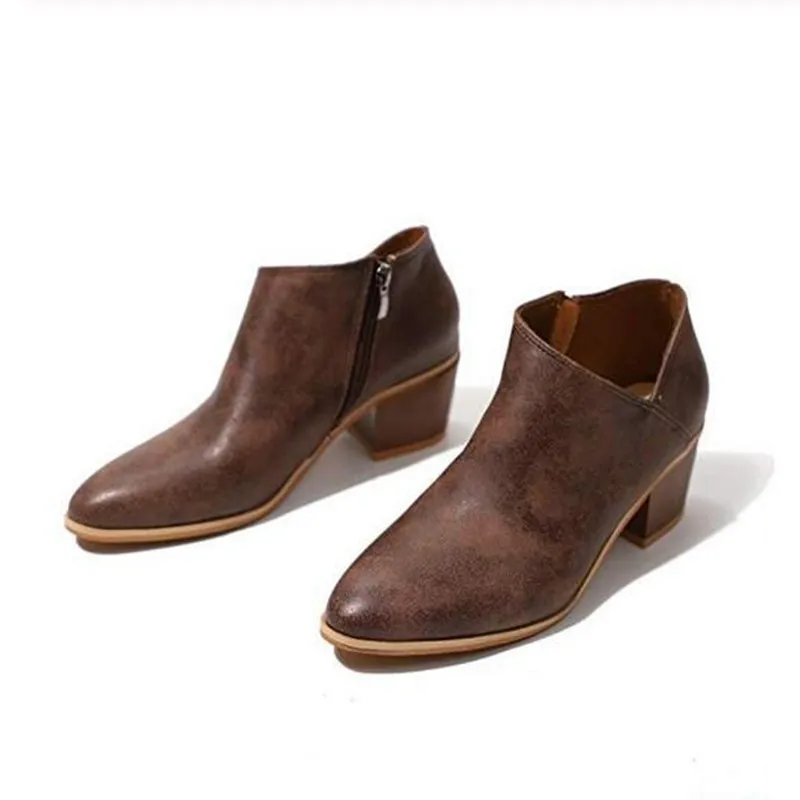 

2019 Spring Autumn Women Butterfly-Knot Chelsea Boots Slip-On Med High Heels Chunky Pointed Toe Shoes Woman Plus Size 35-43