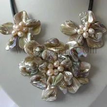 Очаровательный искуственный жемчуг белый корпус цветок ожерелье кожа