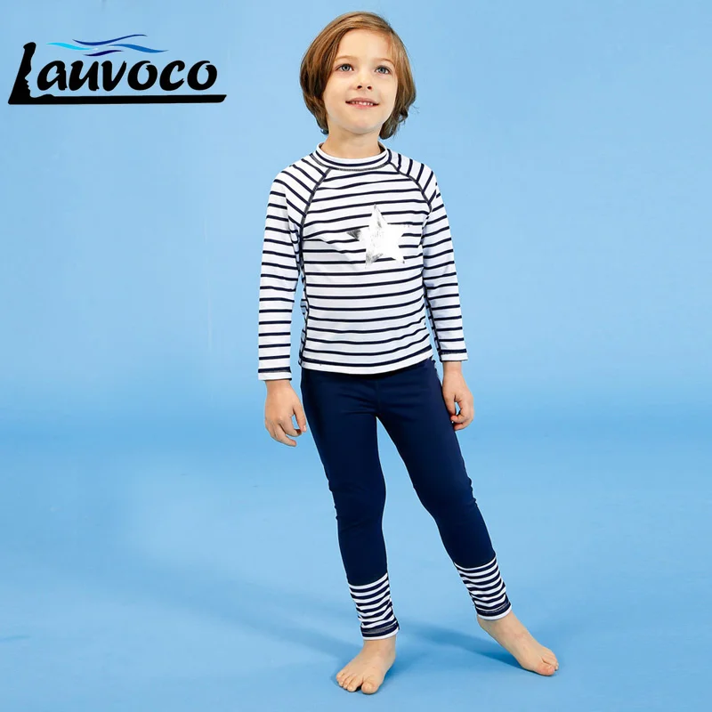 

Striped 2-13Y Kids Bathing Suit Long Sleeve Boys Sports Swimwear Two Pieces Children Baby Swimsuit Long Pants Surfing Beachwear
