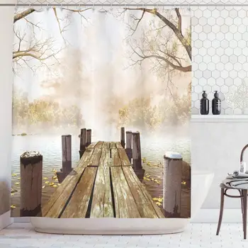 

Ocean Decor Fall Wooden Bridge Seasons Lake House Nature Country Rustic Home Art Paintings Pictures for Bathroom