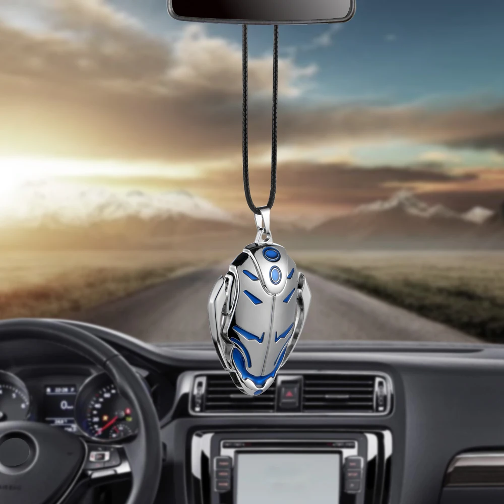 

Car Pendant Metal Suspension Ornaments For The Avengers Iron Man Mask Automotive Interior Rear View Mirror Decoration Trim Gifts