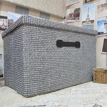 Ручной соломы складная коробка для хранения больших ткани покрыты ящик для хранения сортировки одежды Игрушки корзина Хранения 51 см * 48 см * 31 см