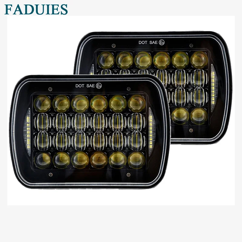 FADUIES 7x 6 5 x 7 inch Projector LED Headlights 5D Lens for Jeep Wrangler YJ Cherokee XJ H6054 H5054 H6054LL 69822 6052 6053 (5)1