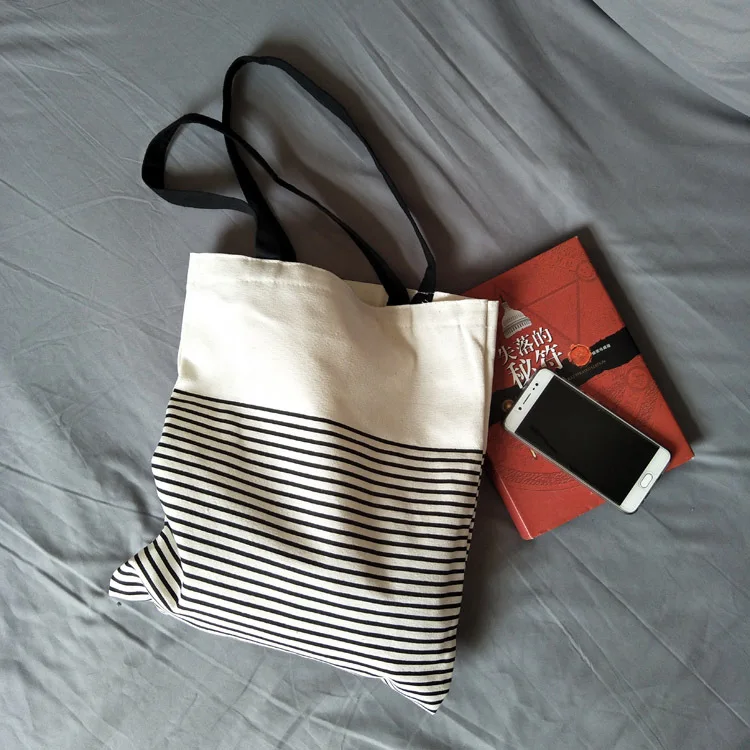 

Retro Stripe Canvas Bags Women Shoulder Bag Reusable Shopping Bag Shopper Handbags Cloth Bags eco for fruit vegetable B39