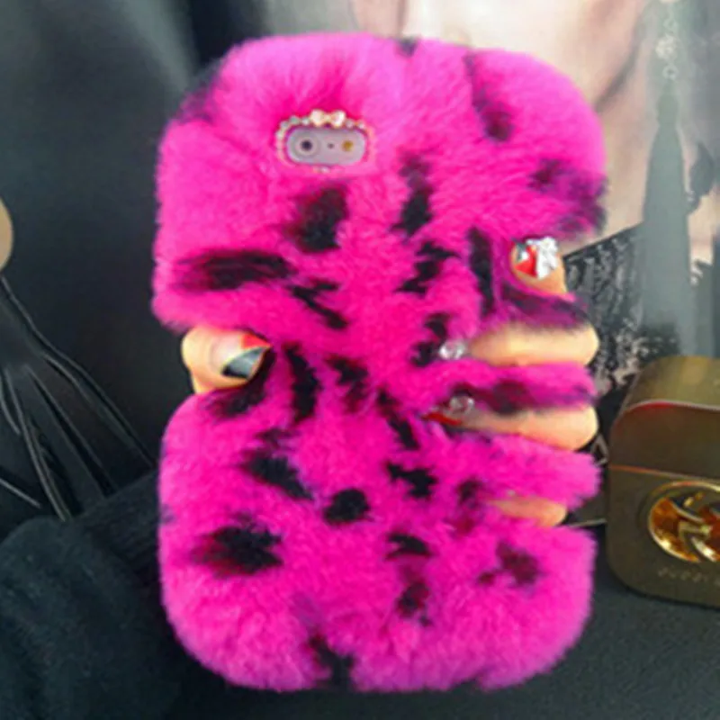 

Rex Rabbit Fur Phone Case For Huawei Mate 7 8 P8 P9 Lite V8 Fuzzy Hair capas para Cute Rhinestone Luxury Phone Fundas Cover